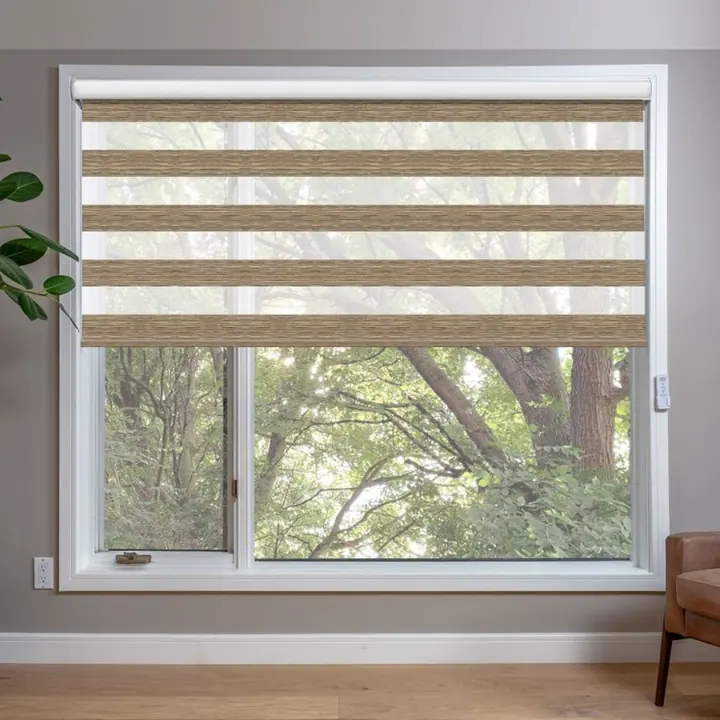 Zebra Dual Shades in a dining room window