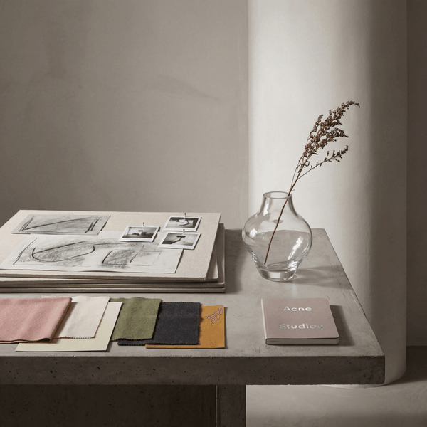 Fabric swatches on a desk